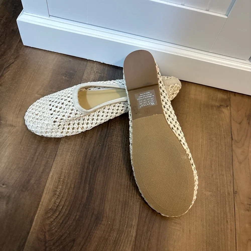 Wanted Crochet Flats Size 6.5 Neutral Boho Woven Shoes